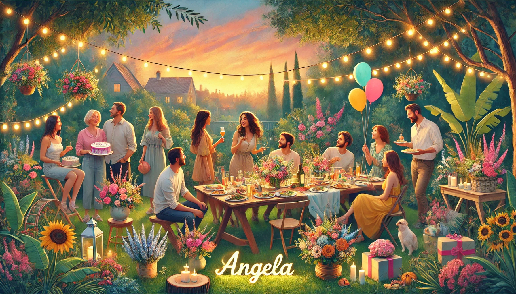 Celebration of name day and name - Angela