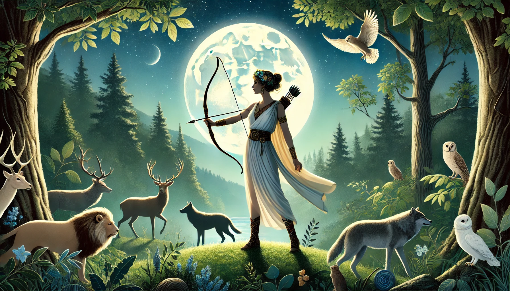 Artemis – Goddess of the hunt, moon, and wilderness
